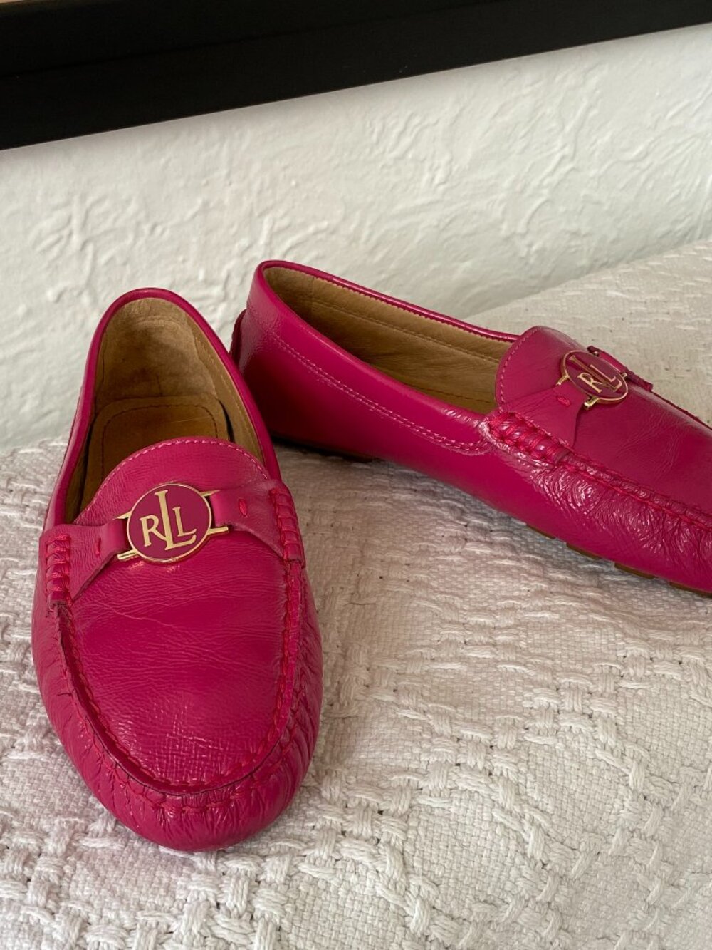 Ralph Lauren Carley Patent Leather Driving Loafer 5.5 Pink